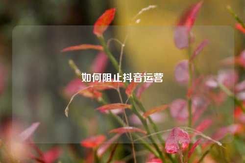 如何阻止抖音运营