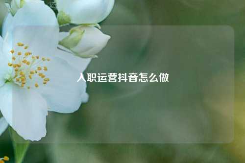 入职运营抖音怎么做